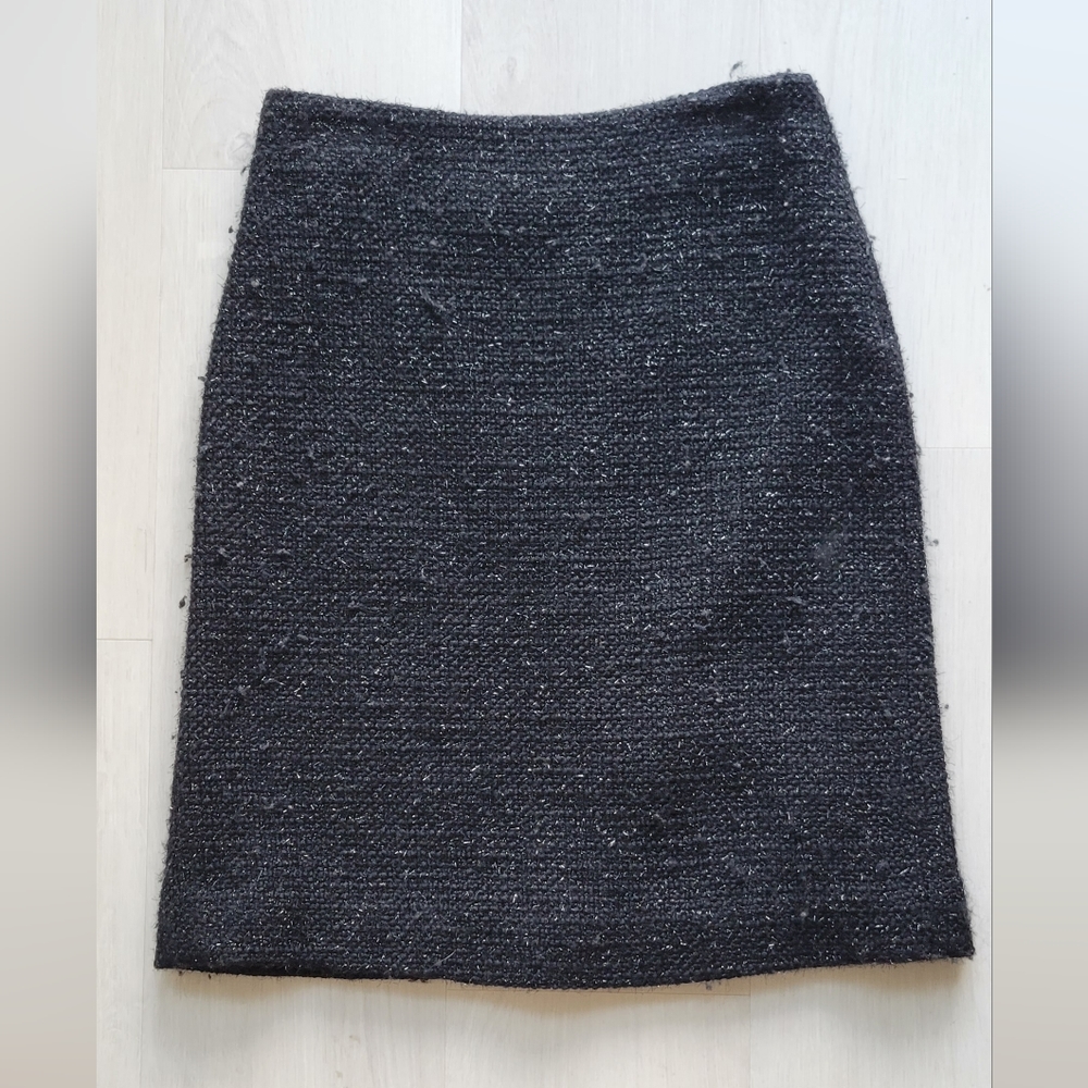 Gunex black wool tweed skirt